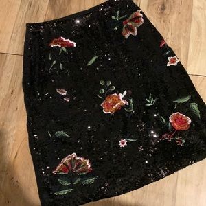 Anthropologie Sequined & Embroidered Skirt by Maeve